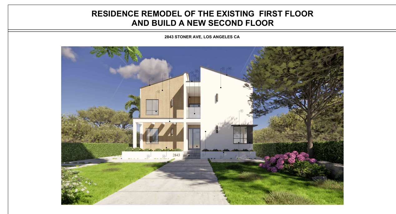 2843 Stoner Ave — front elevation rendering